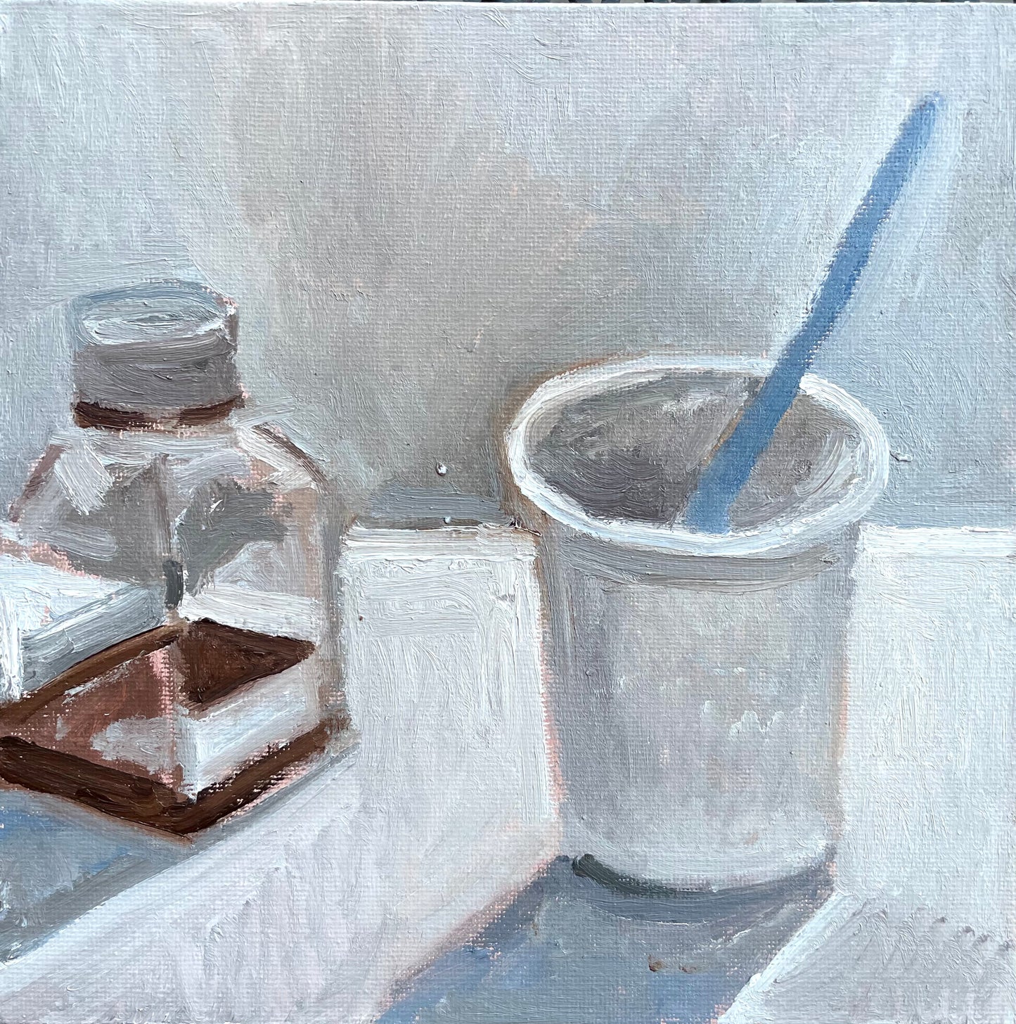 White Cup, Oil on canvas panel, #36 of 100 Paintings in 100 Days