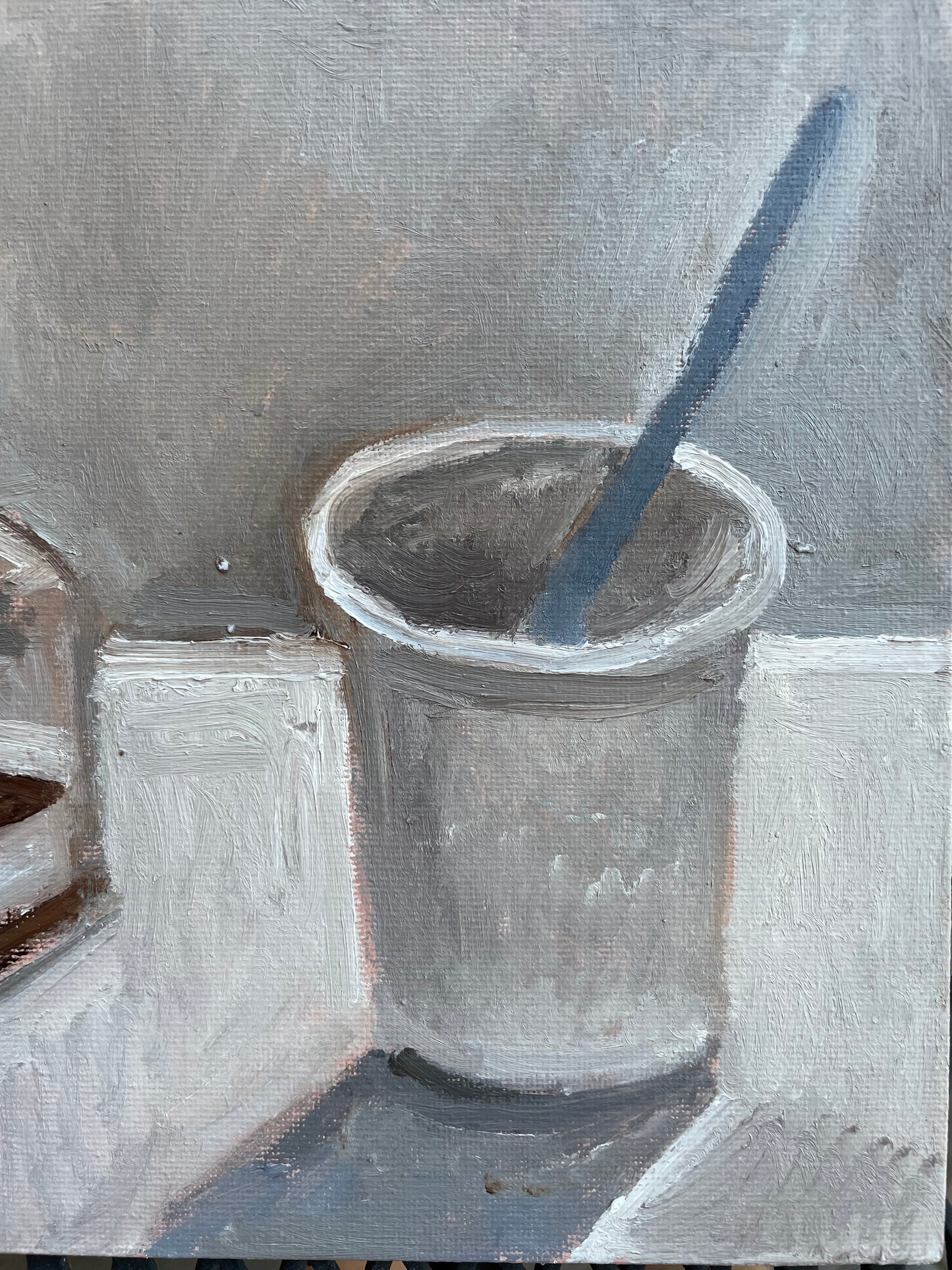 White Cup, Oil on canvas panel, #36 of 100 Paintings in 100 Days