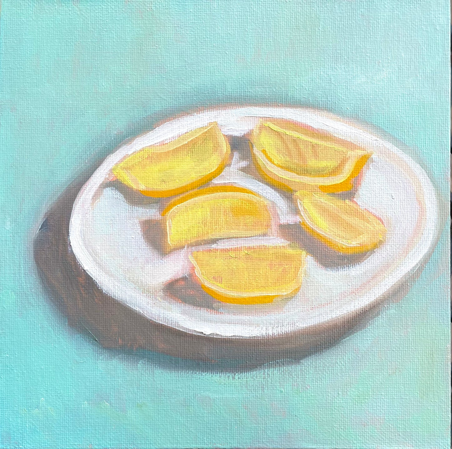 Lemon Plate, Oil on canvas panel, #51 of 100 Paintings in 100 Days