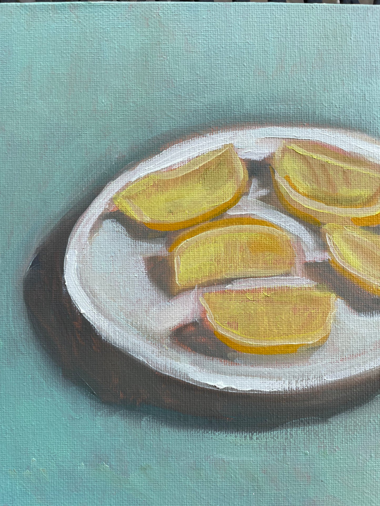 Lemon Plate, Oil on canvas panel, #51 of 100 Paintings in 100 Days