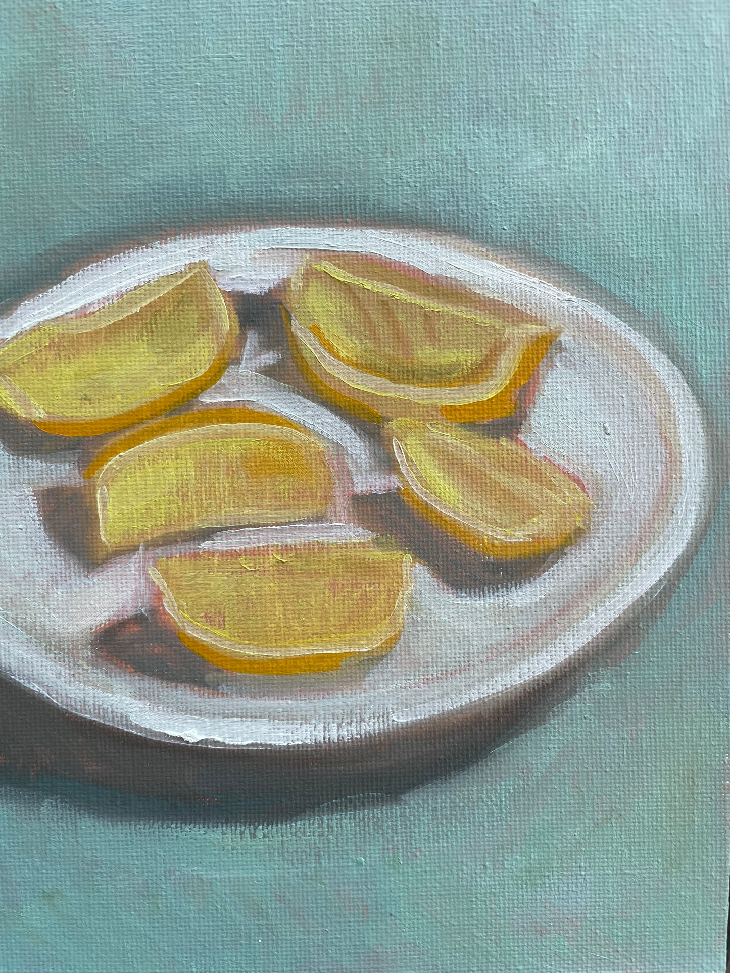 Lemon Plate, Oil on canvas panel, #51 of 100 Paintings in 100 Days