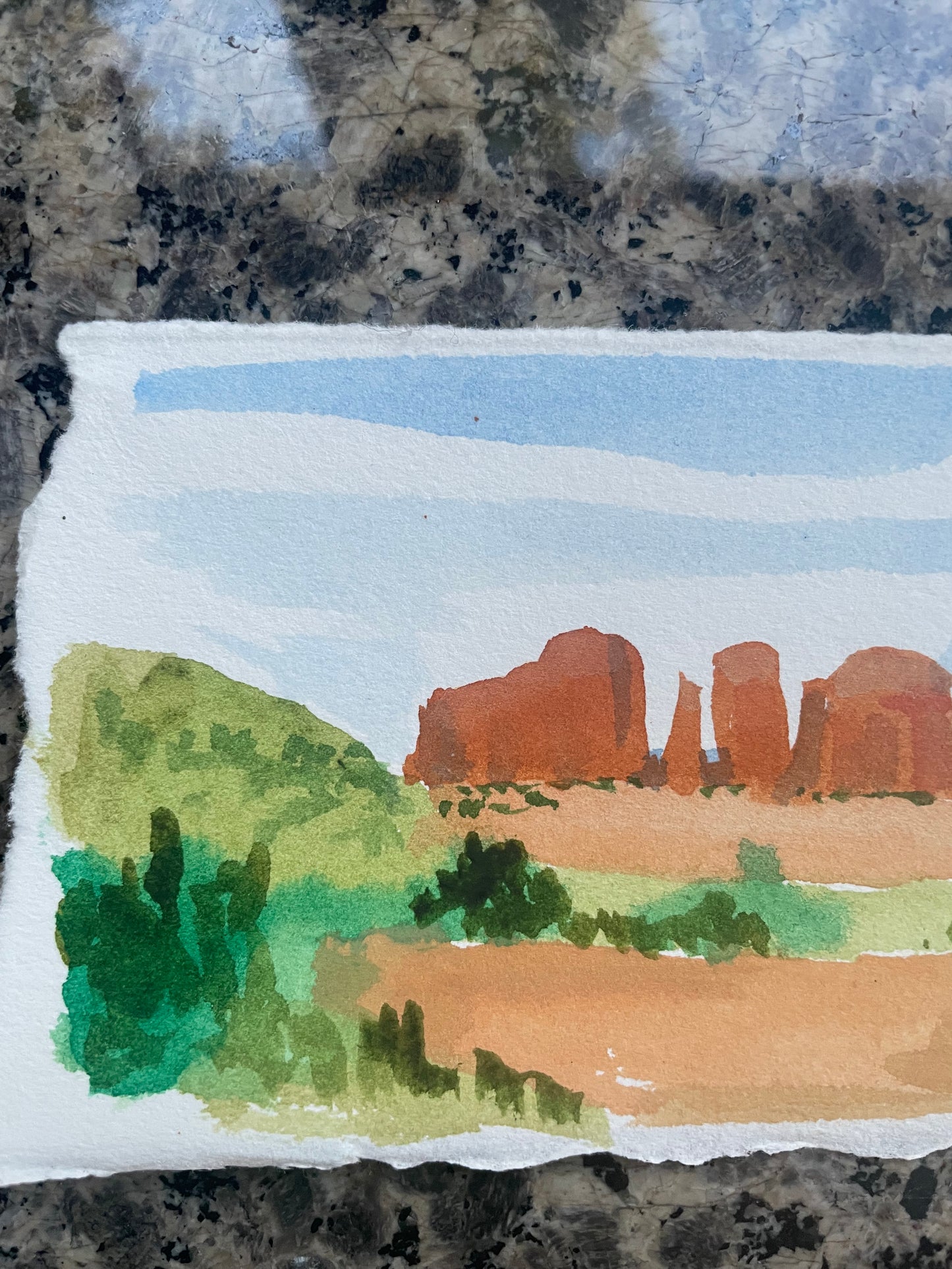 Sedona Red Rocks – Original 3x5 Watercolor Landscape Painting, Southwest Desert Art