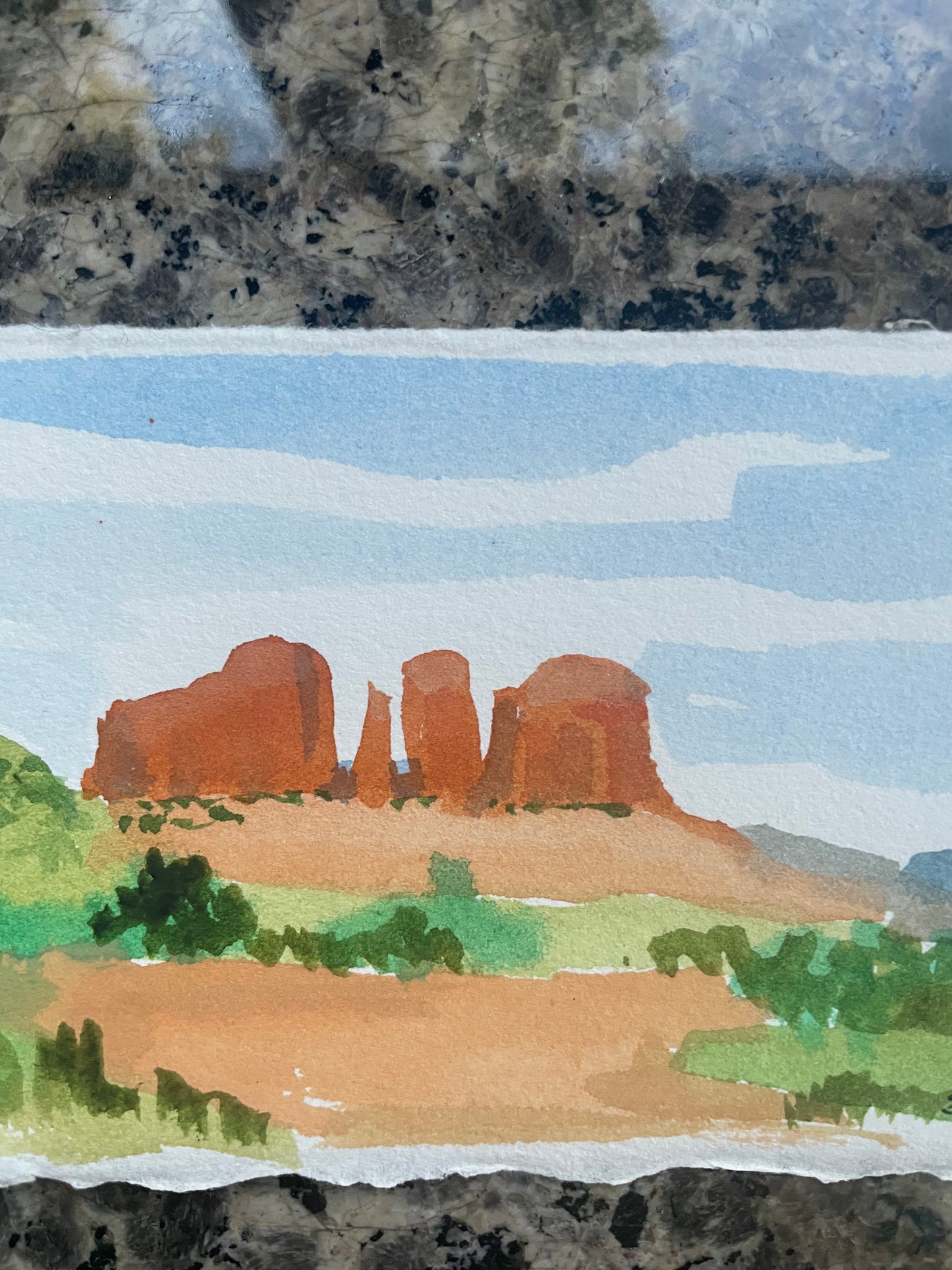 Sedona Red Rocks – Original 3x5 Watercolor Landscape Painting, Southwest Desert Art