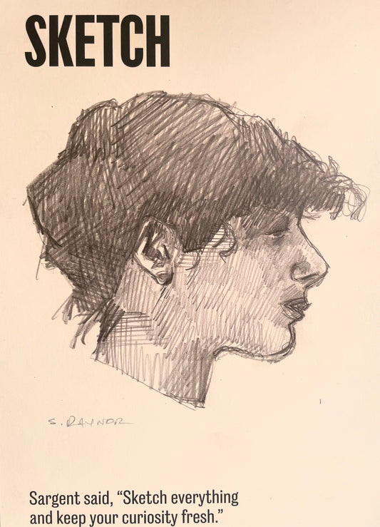 Graphite Drawing after John Singer Sargent | Portrait Study of a Capri Girl | 5.5x7" Original Artwork