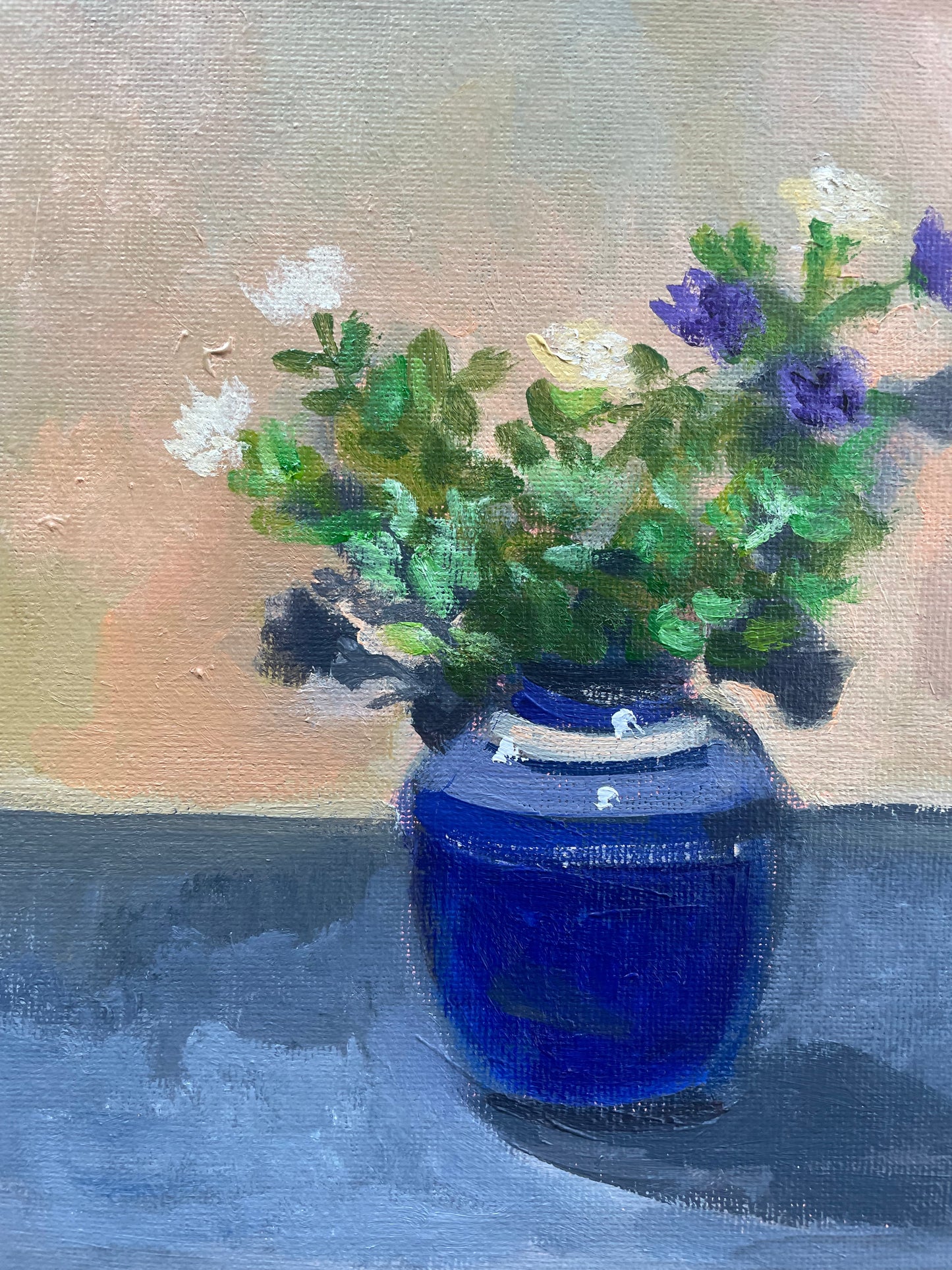 Small Blue Vase, Oil on canvas panel, #86 of 100 Paintings in 100 Days
