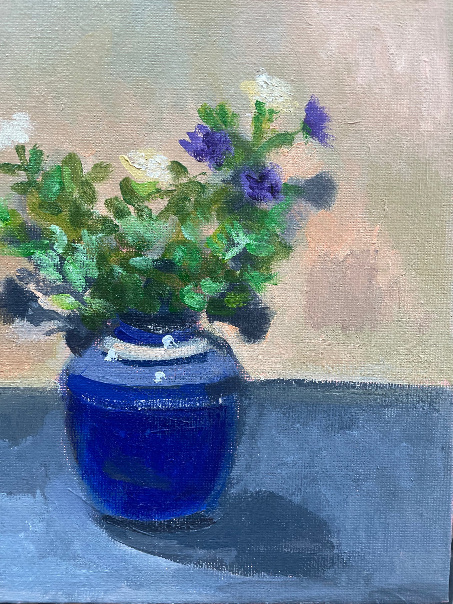 Small Blue Vase, Oil on canvas panel, #86 of 100 Paintings in 100 Days
