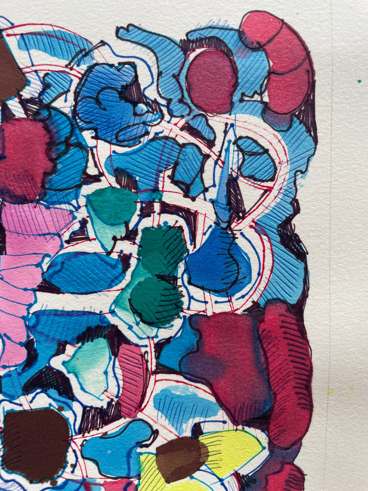 Abstract Ink Still Life | Original Colorful Modern Artwork on Paper 5x7