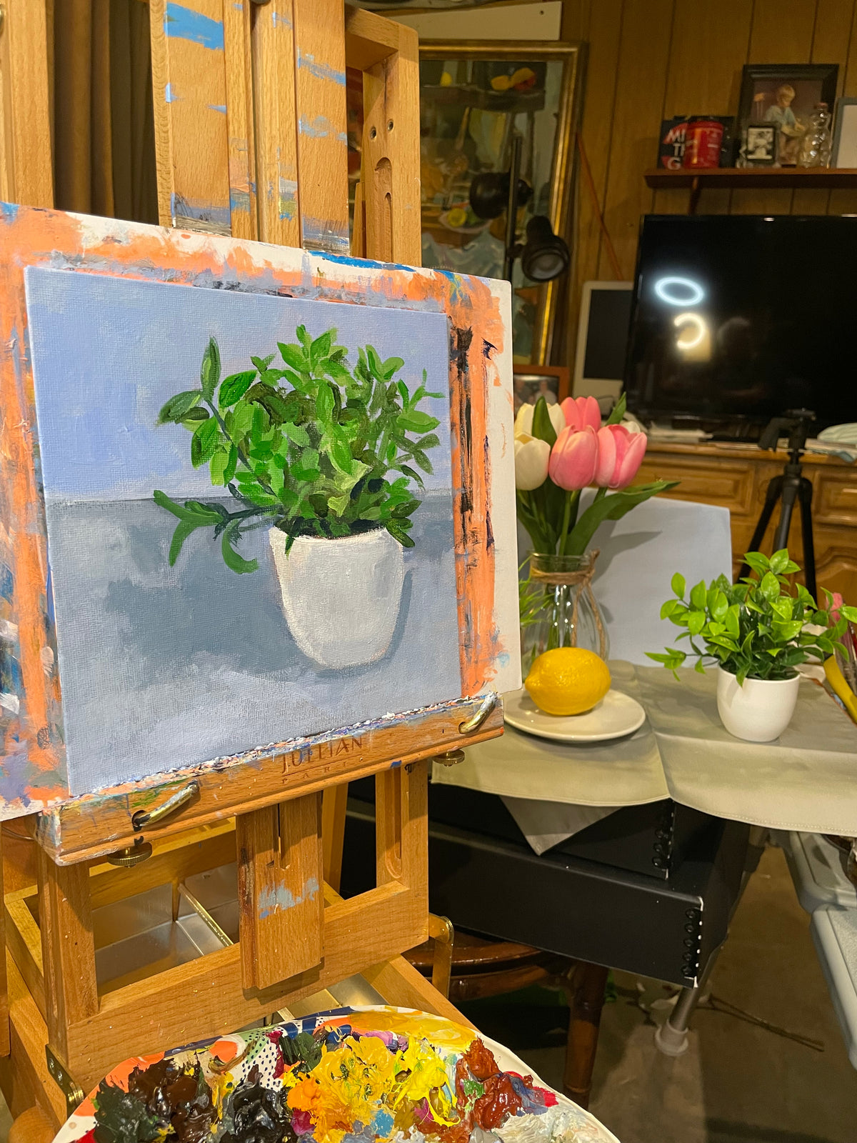 Persistence of Green, Oil on canvas panel, #96 of 100 Paintings in 100 Days