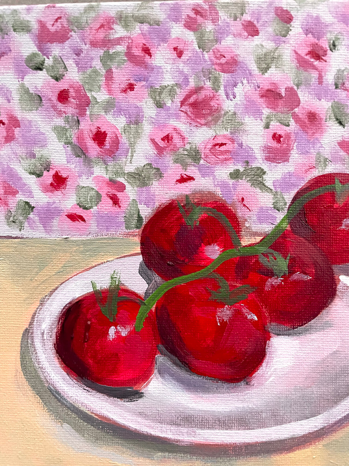 Plate of Tomatoes, Oil on canvas panel, #100 of 100 Paintings in 100 Days