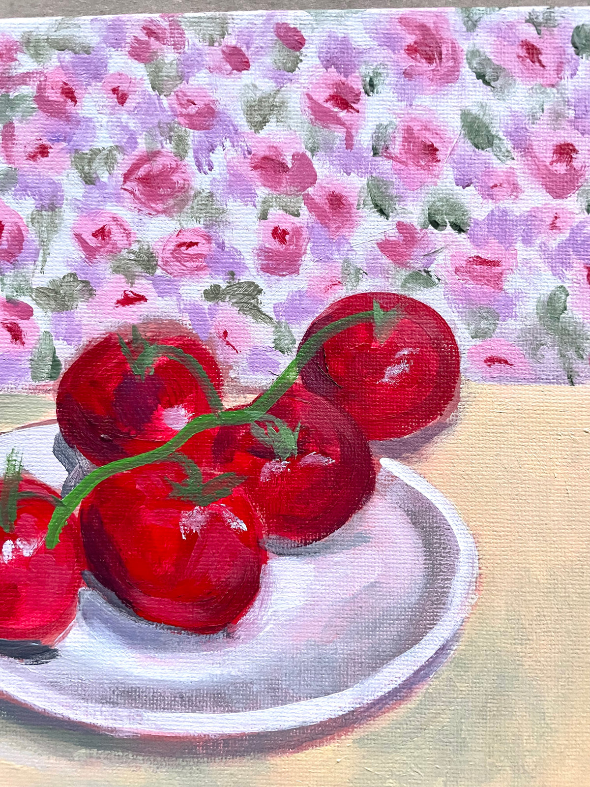 Plate of Tomatoes, Oil on canvas panel, #100 of 100 Paintings in 100 Days