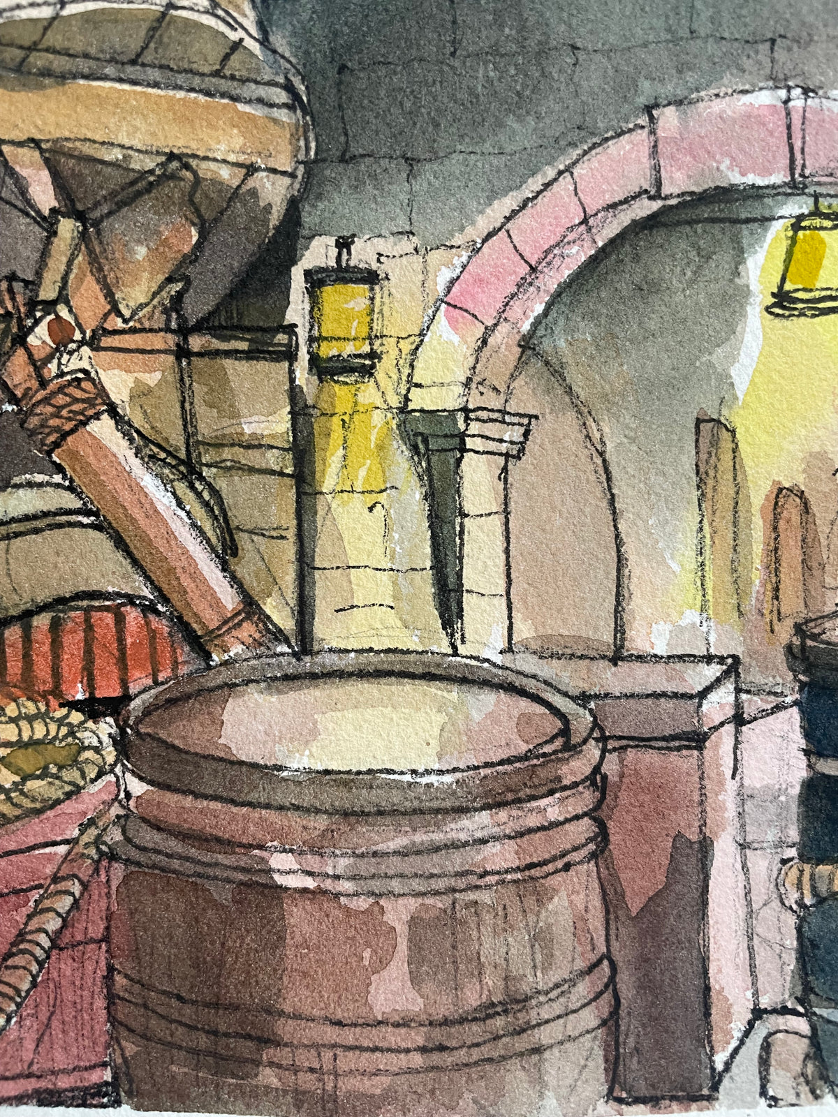 Pirates of the Caribbean Queue, Original Watercolor, #7 of 50 Places in 50 Paintings