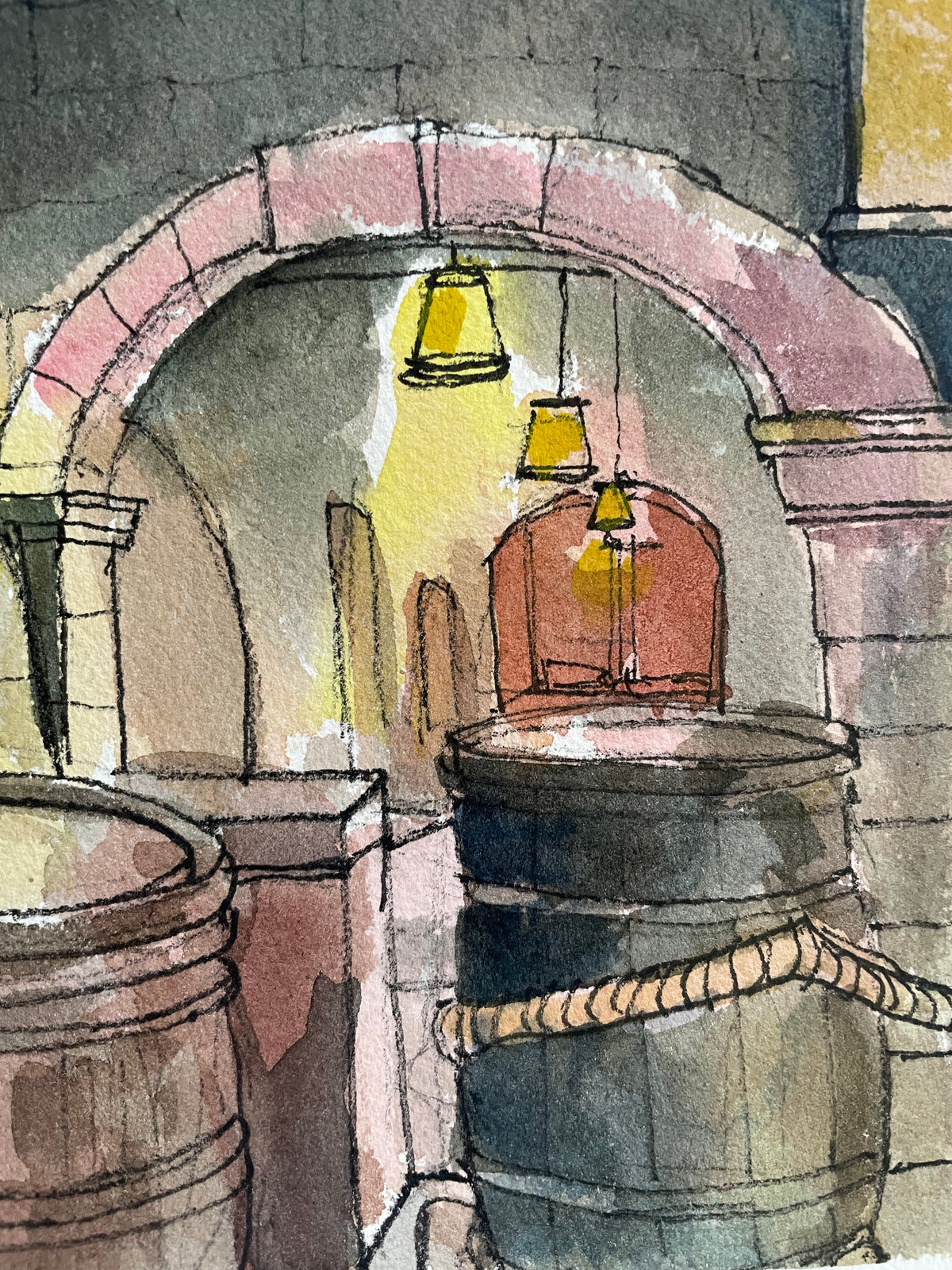 Pirates of the Caribbean Queue, Original Watercolor, #7 of 50 Places in 50 Paintings