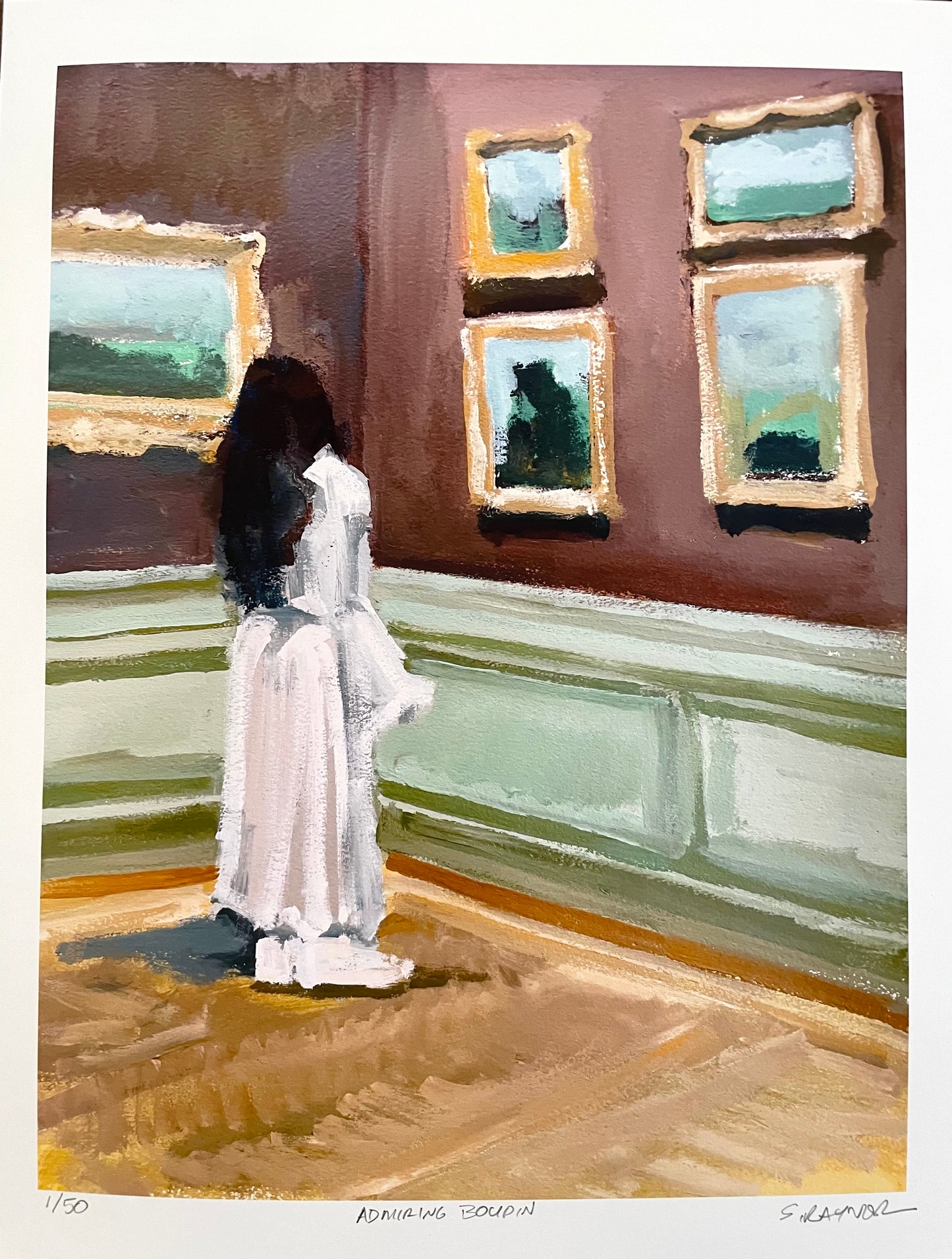 Admiring Boudin at the Met, High Quality Artist Signed Print, 8x10 inches Limited to an Edition of 50
