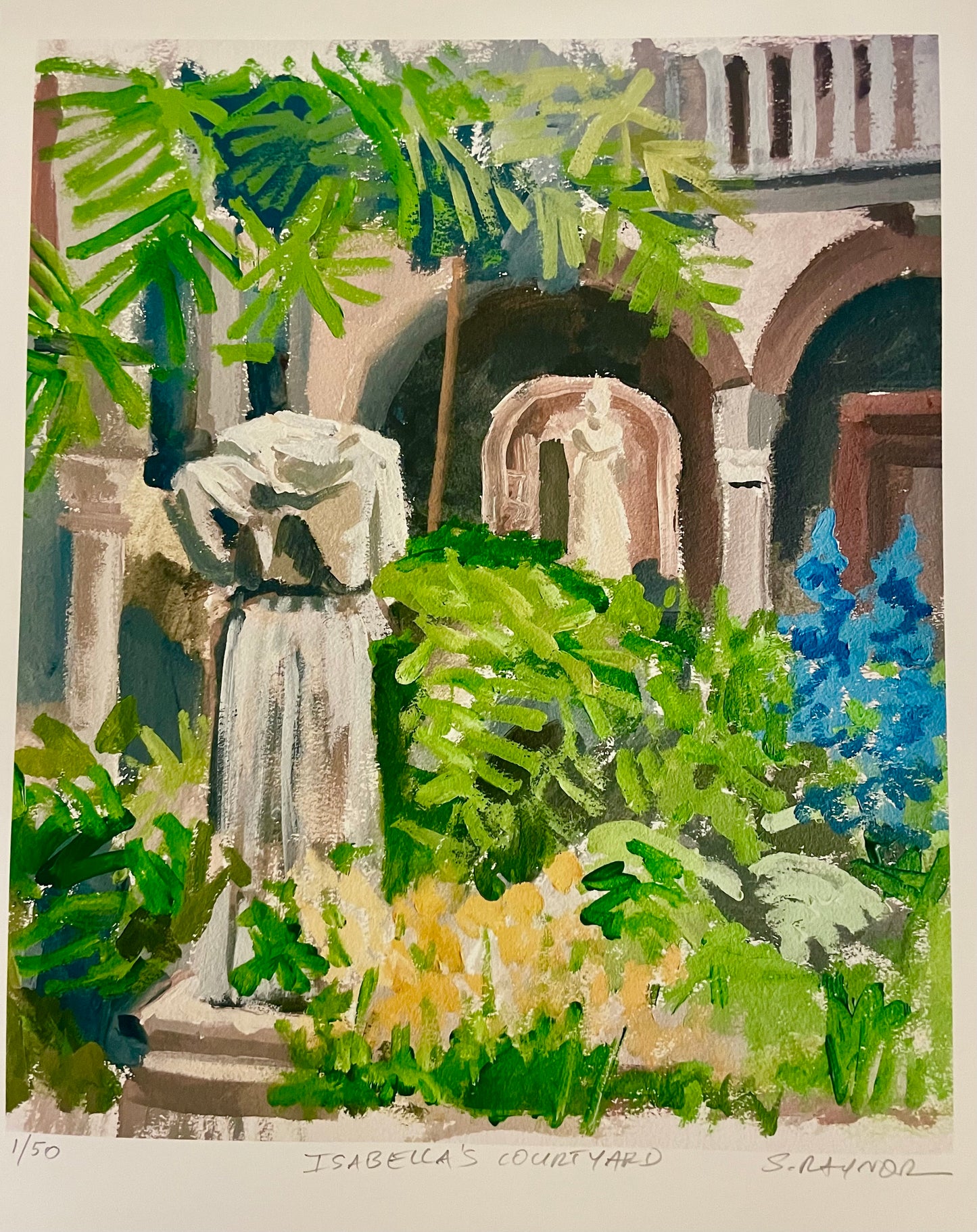 Isabella's Courtyard-Limited Edition, Hand Signed Artist Print. Gardner Museum Boston