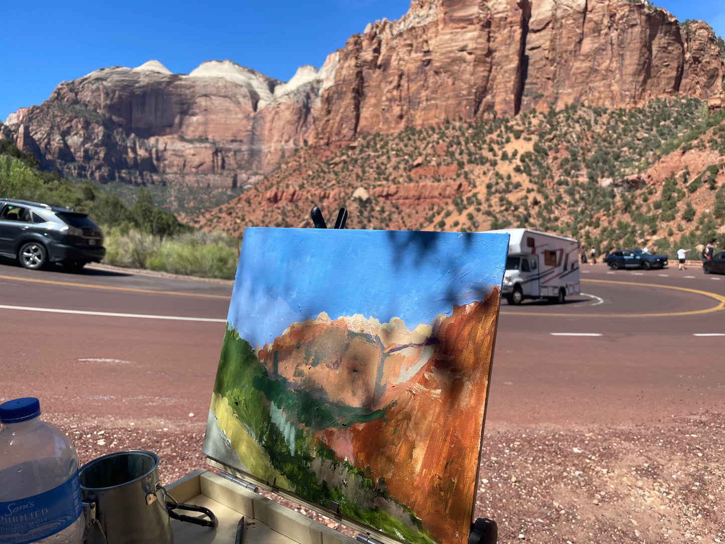 High Noon at Zion, Painting #10 of the Cathedrals of Light Series painted in Zion National Park
