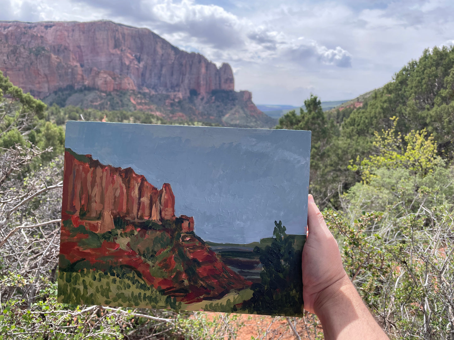 Kolob Canyon, Painting #5 of the Cathedrals of Light Series painted in Zion National Park