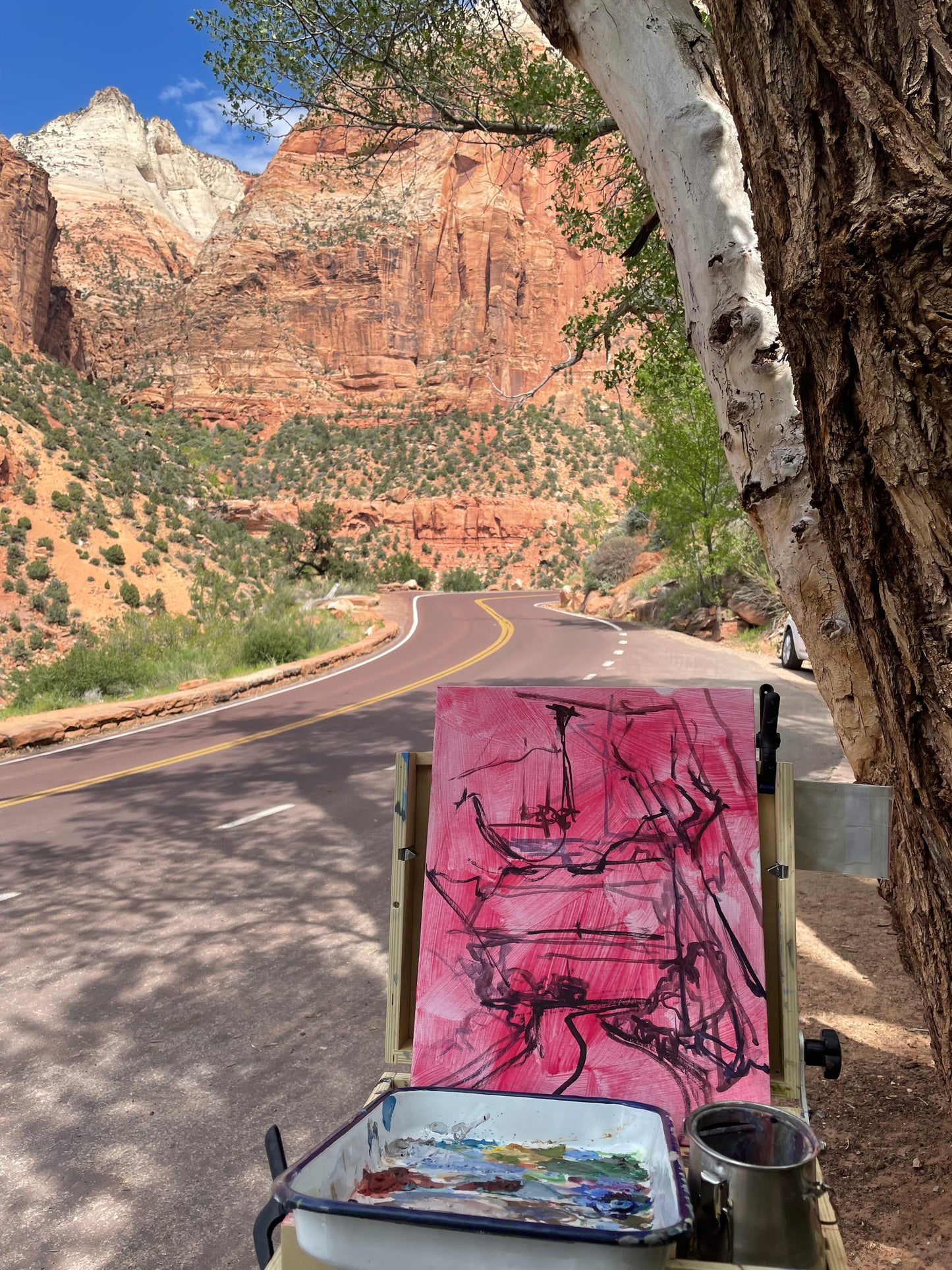 Winding Down, Painting #3 of the Cathedrals of Light Series painted in Zion National Park