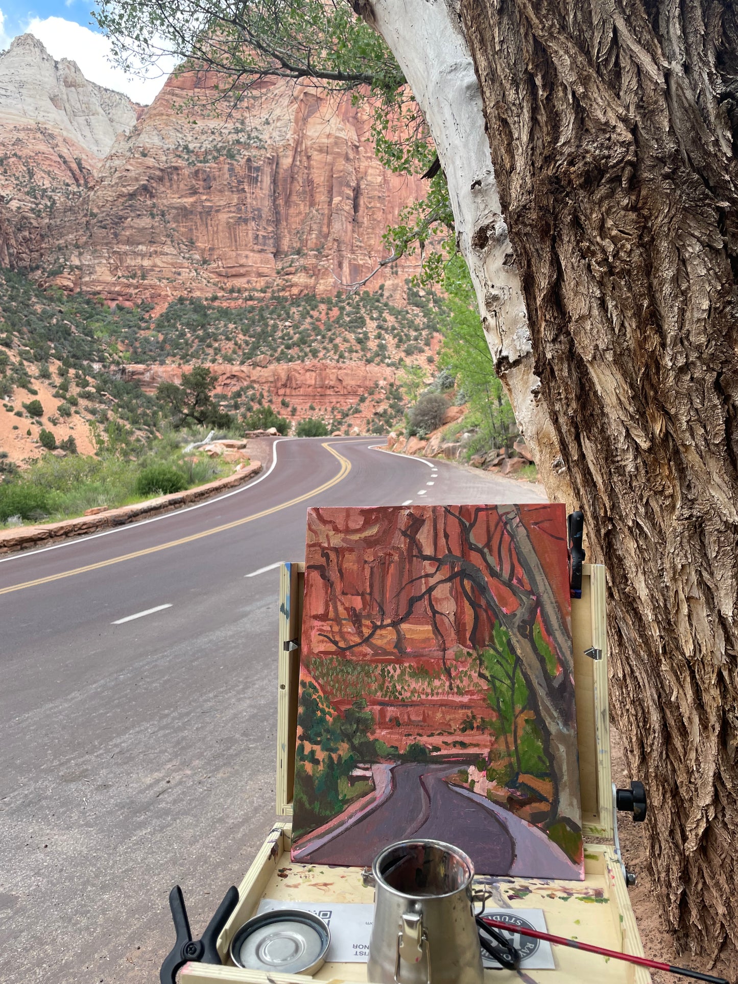 Winding Down, Painting #3 of the Cathedrals of Light Series painted in Zion National Park
