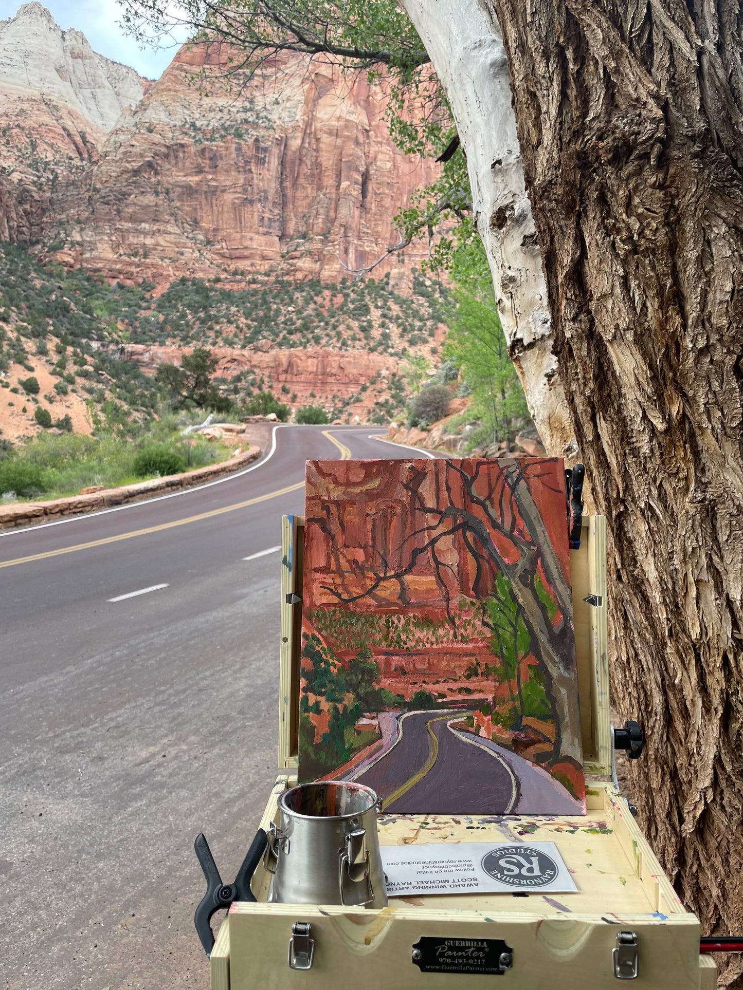 Winding Down, Painting #3 of the Cathedrals of Light Series painted in Zion National Park