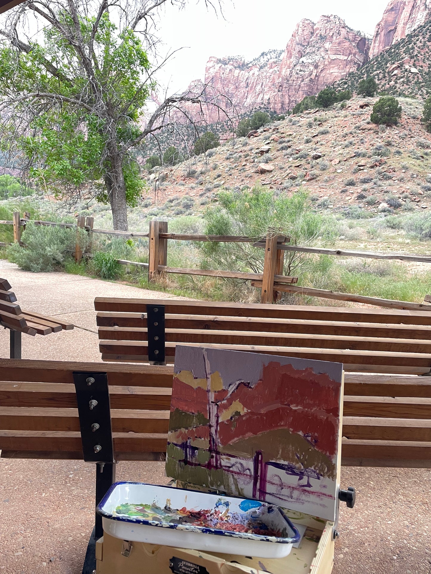 Zion Tree and Beehive, Painting #8 of the Cathedrals of Light Series painted in Zion National Park