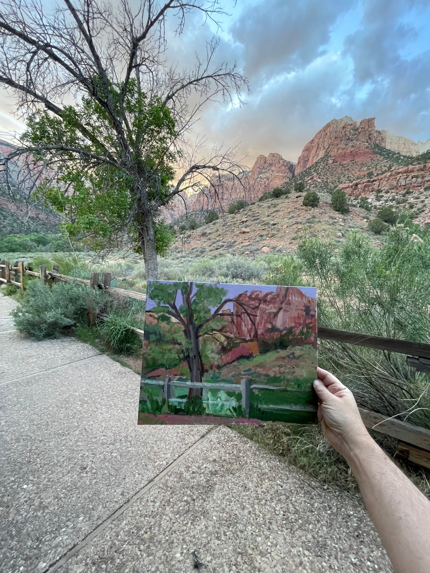 Zion Tree and Beehive, Painting #8 of the Cathedrals of Light Series painted in Zion National Park