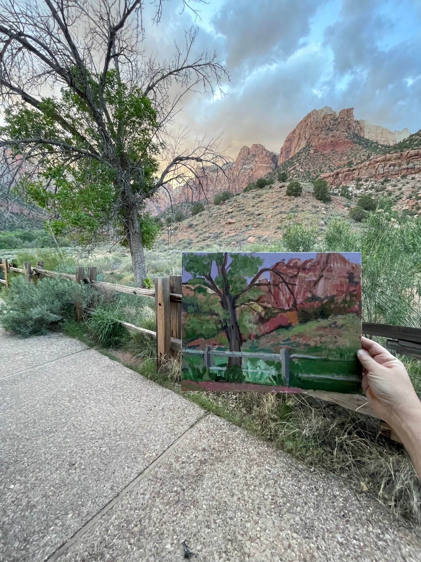 Zion Tree and Beehive, Painting #8 of the Cathedrals of Light Series painted in Zion National Park