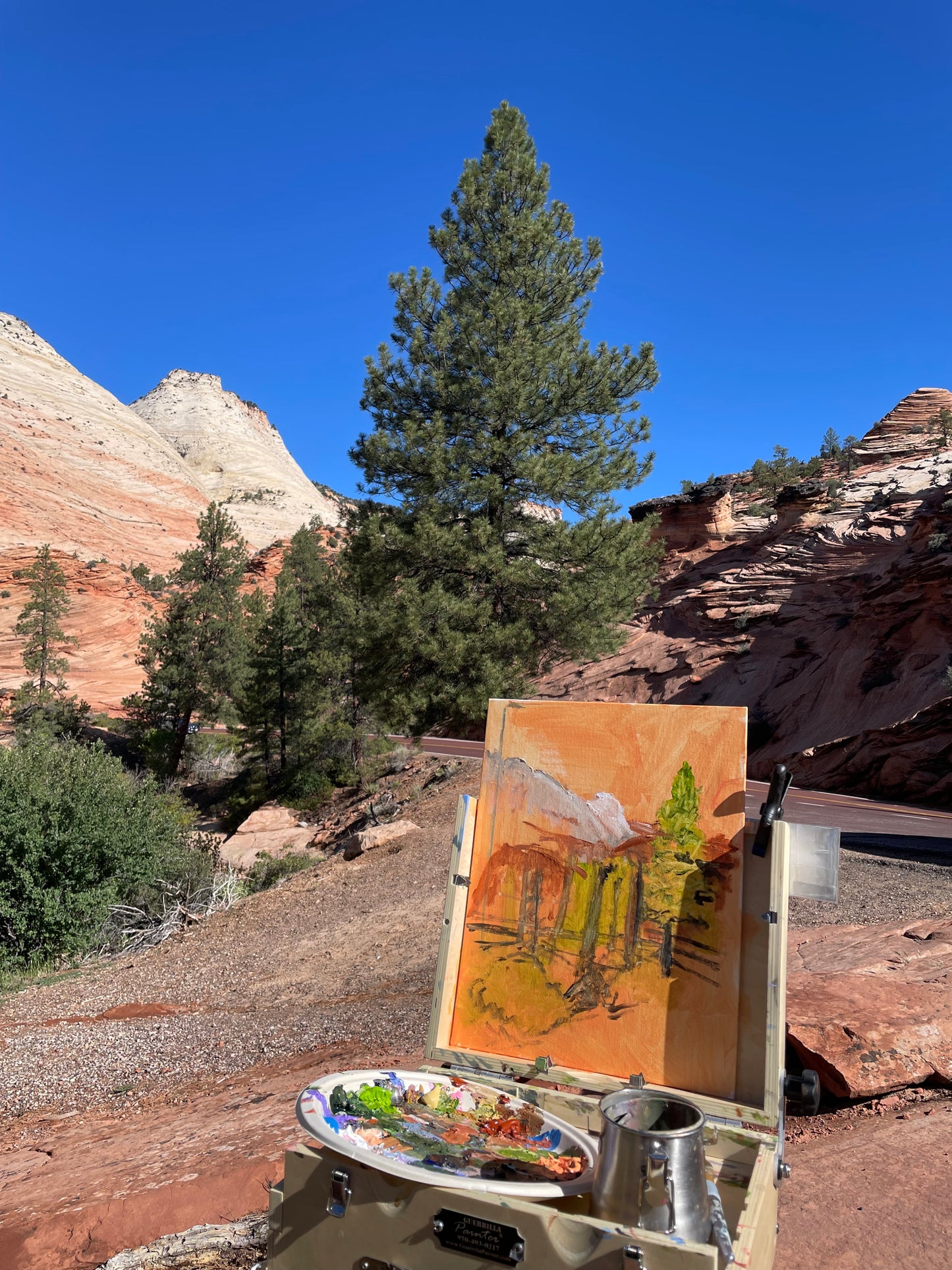 Checkerboard Mesa, Painting #11 of the Cathedrals of Light Series painted in Zion National Park (Copy)