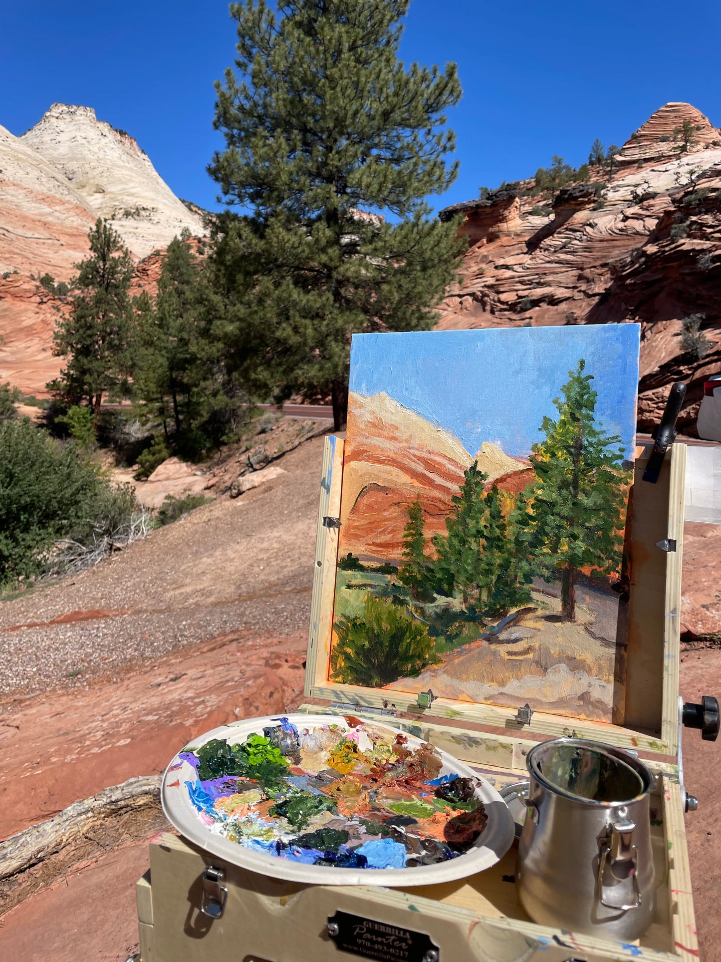 Checkerboard Mesa, Painting #11 of the Cathedrals of Light Series painted in Zion National Park (Copy)