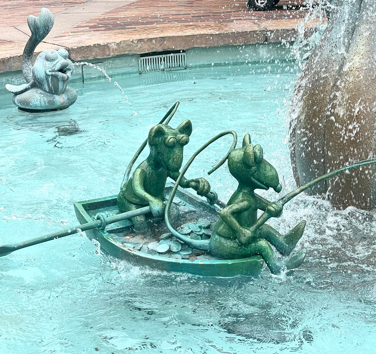 "Two Rats at the Fountain" – Original Gouache Painting Inspired by Disney Studios