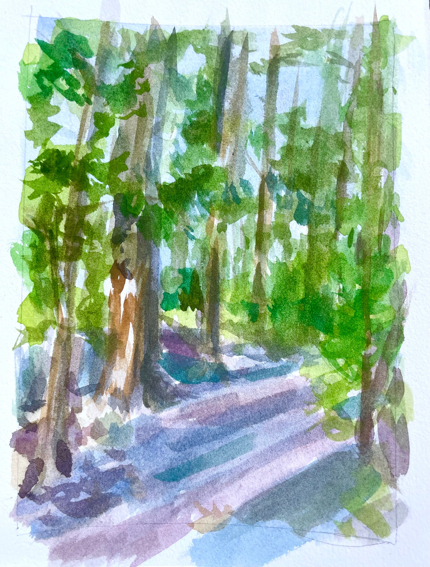 A Turn in the Pathway, Original Watercolor Painting | 5 x 7 inches, Signed by the Artist