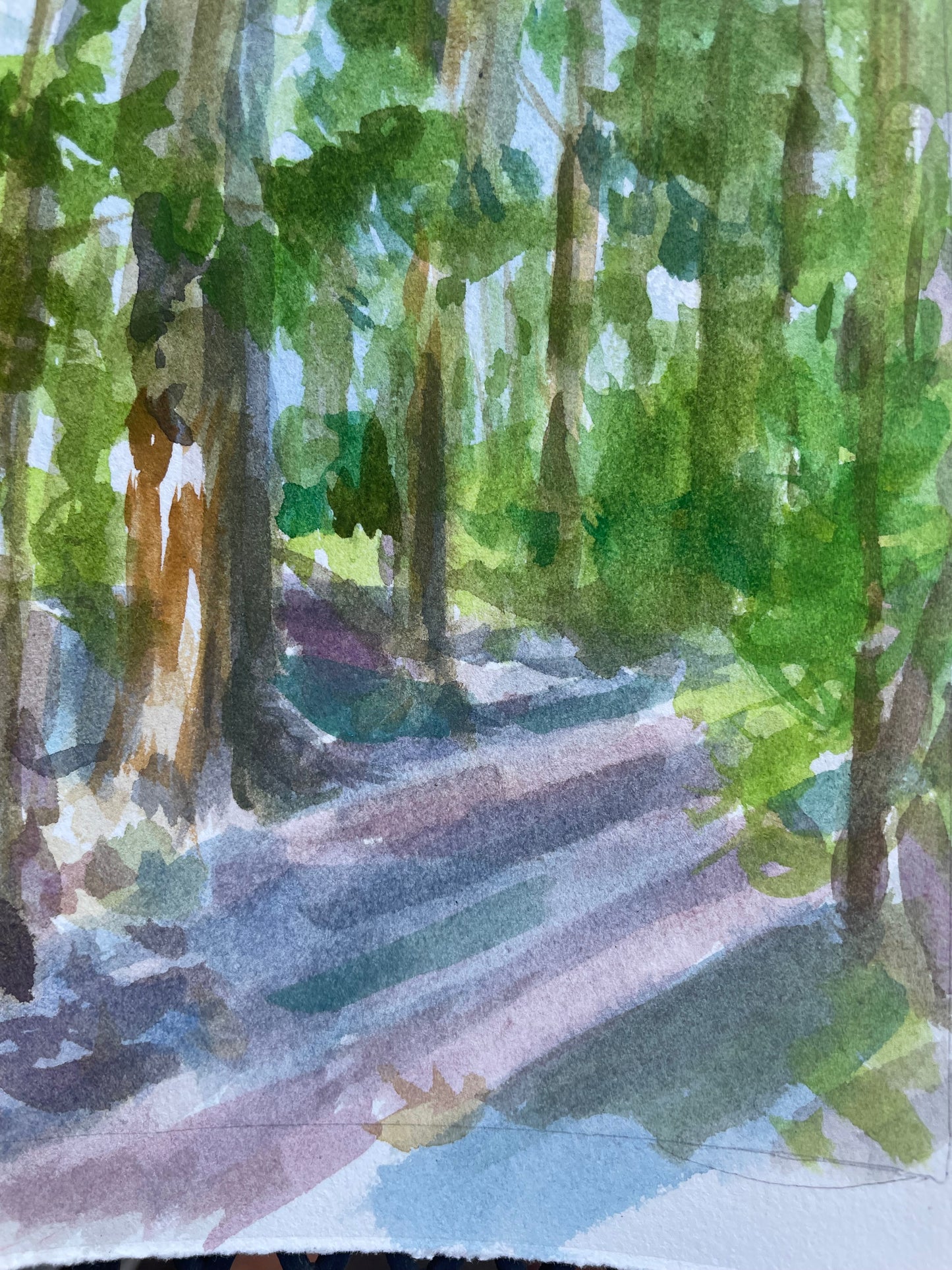 A Turn in the Pathway, Original Watercolor Painting | 5 x 7 inches, Signed by the Artist