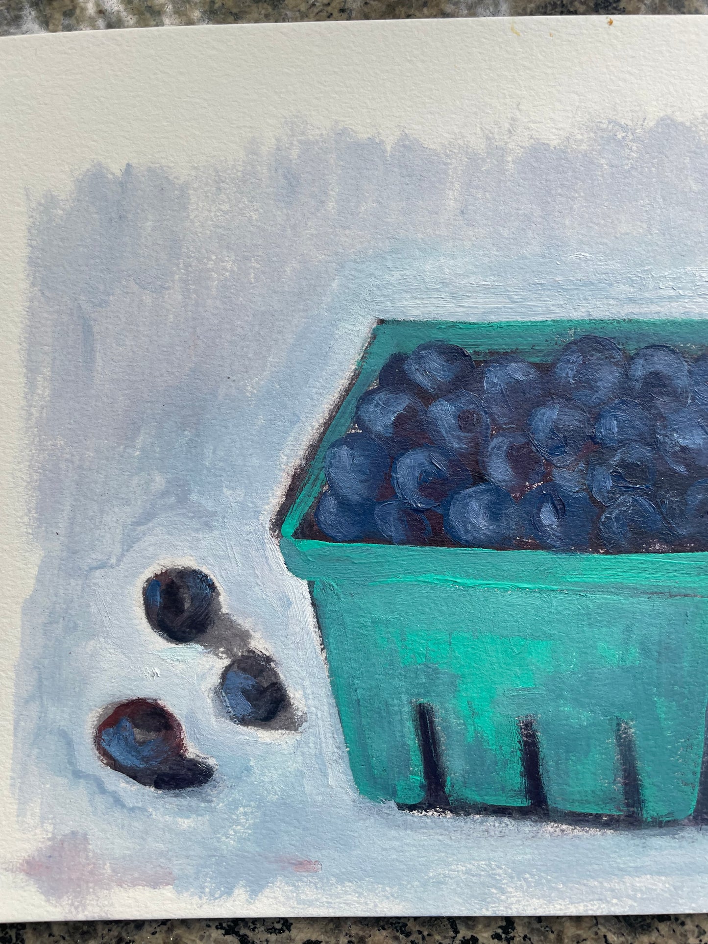 Blueberries, Acrylic on Watercolor Paper, #2 of 100 paintings in 100 days