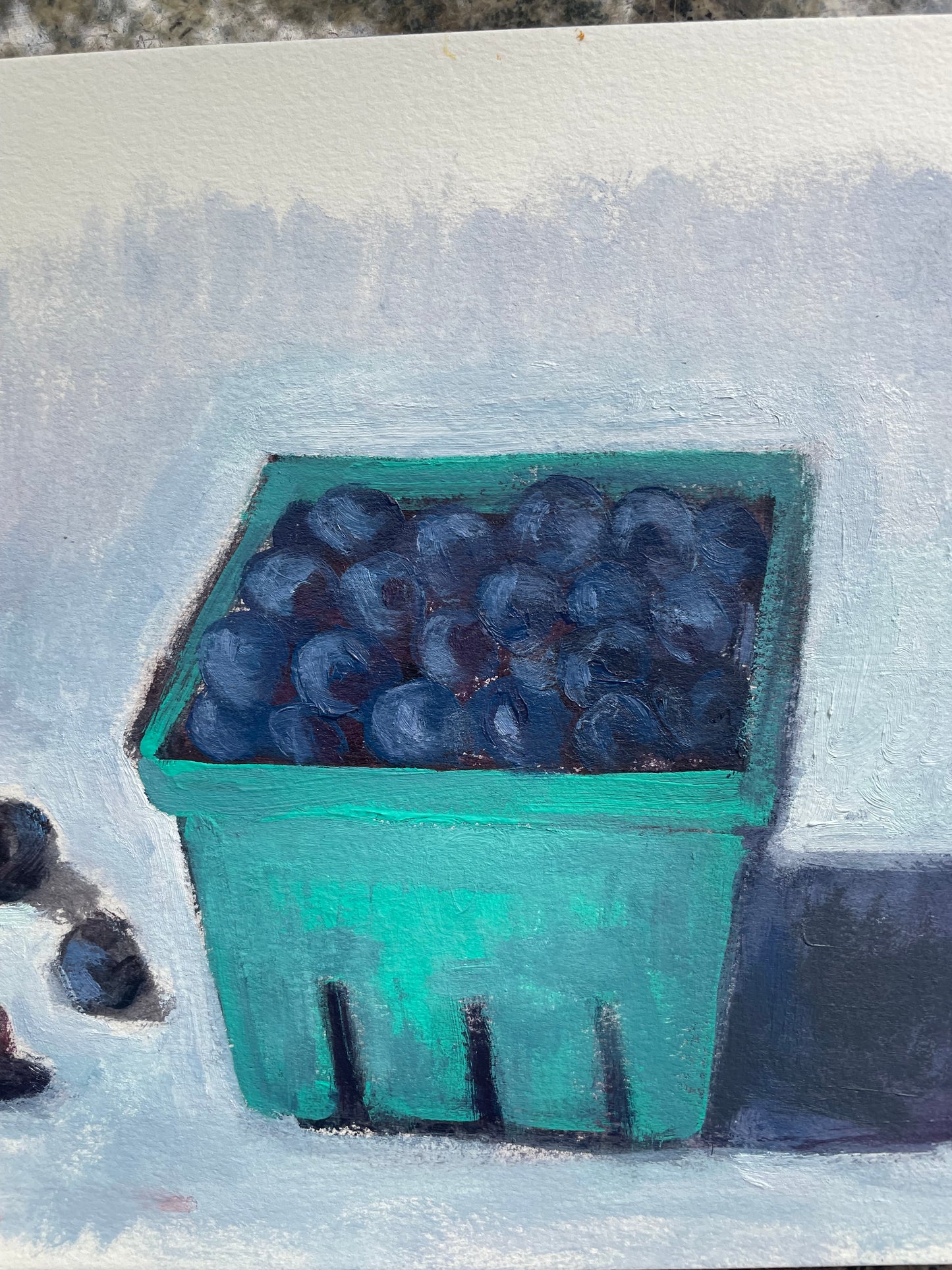 Blueberries, Acrylic on Watercolor Paper, #2 of 100 paintings in 100 days