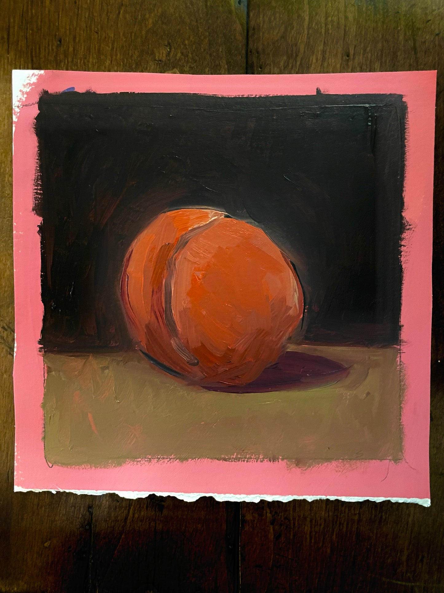 Single Peach Original Oil Painting 7x7 | 100 Paintings in 100 Days | Still Life Art | Small Original Artwork