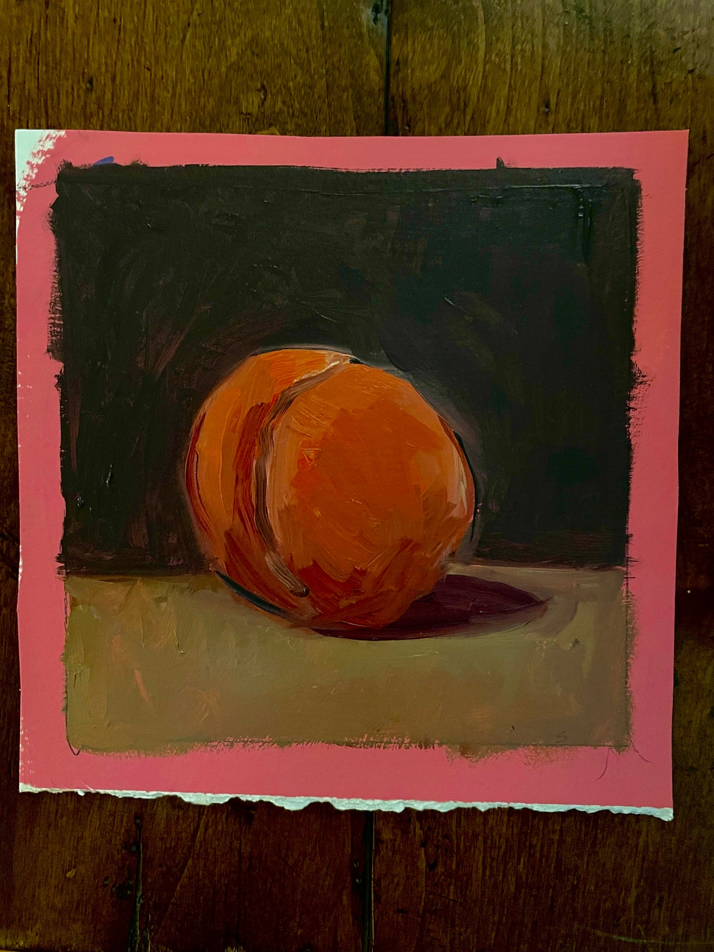 Single Peach Original Oil Painting 7x7 | 100 Paintings in 100 Days | Still Life Art | Small Original Artwork