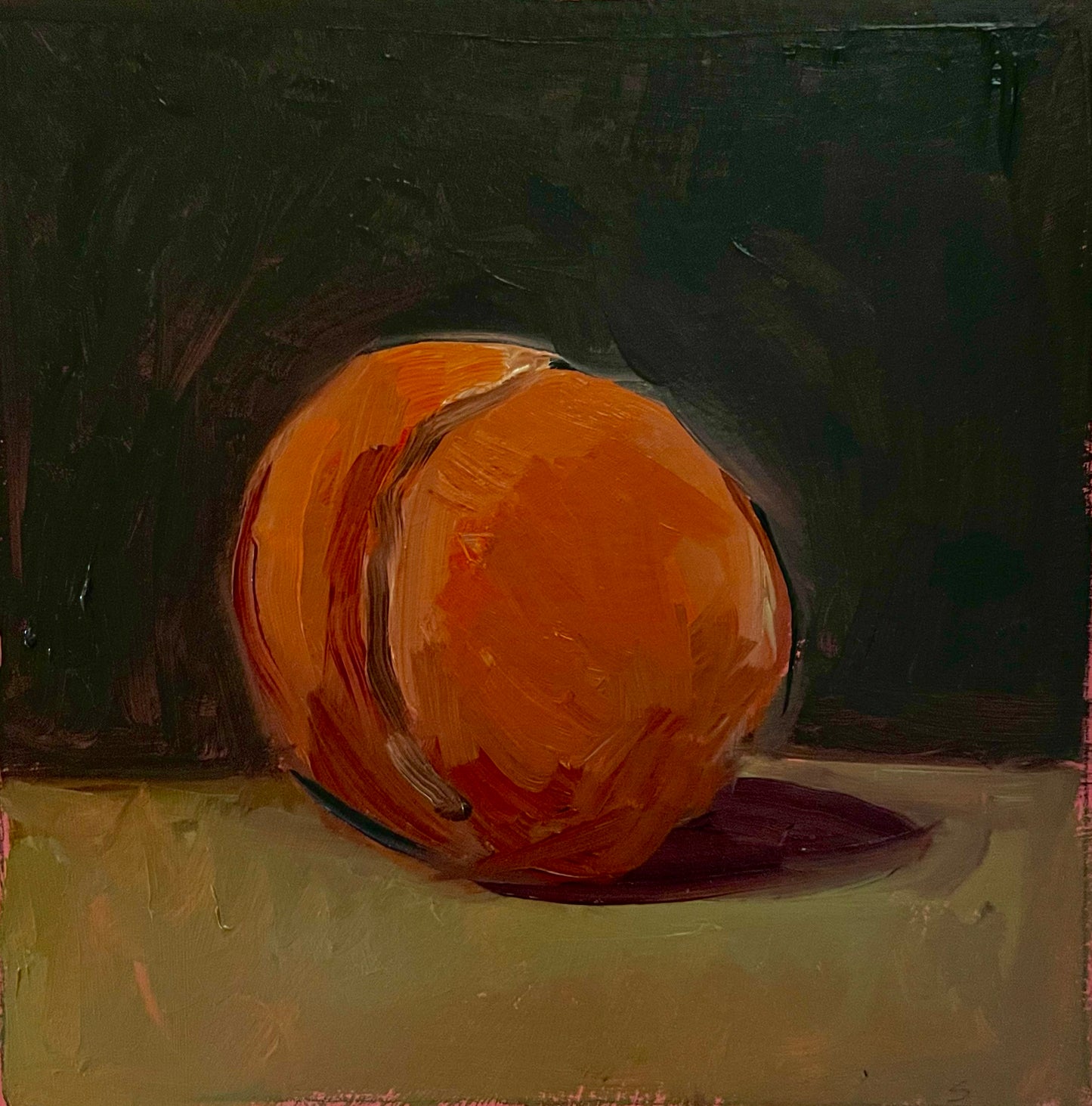 Single Peach Original Oil Painting 7x7 | 100 Paintings in 100 Days | Still Life Art | Small Original Artwork