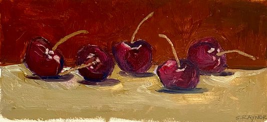 Cherries, Original Oil Painting 7x7, #5 of 100 Paintings in 100 Days