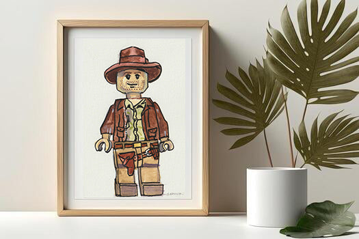 Indiana Jones Lego Watercolor Print