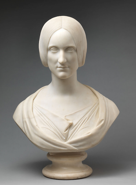 Mary Shelley – Watercolor Bust Portrait Drawing from The Met - Original work of art