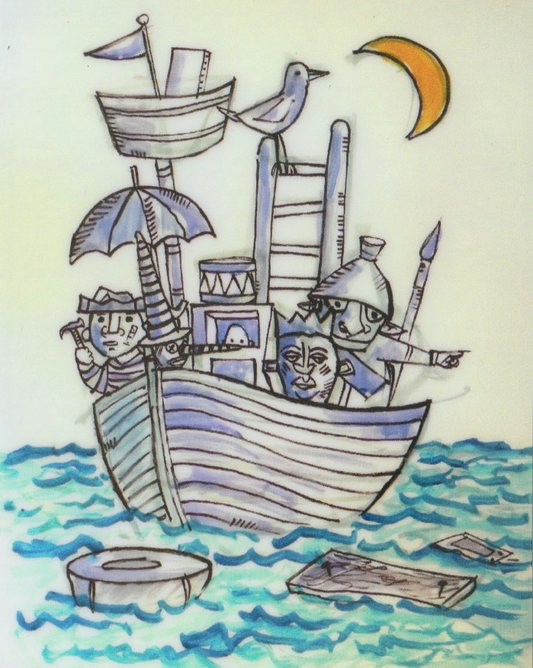 Sendak Inspired Whimsical Boat Sticker – Storybook Illustration Vinyl Sticker – Fantasy Art Sticker – Artist Drawn Laptop & Sketchbook Sticker – 2x3