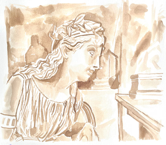 Walnut Ink Study – Promised Land, After Simmons (Metropolitan Museum) - Original Work of Art