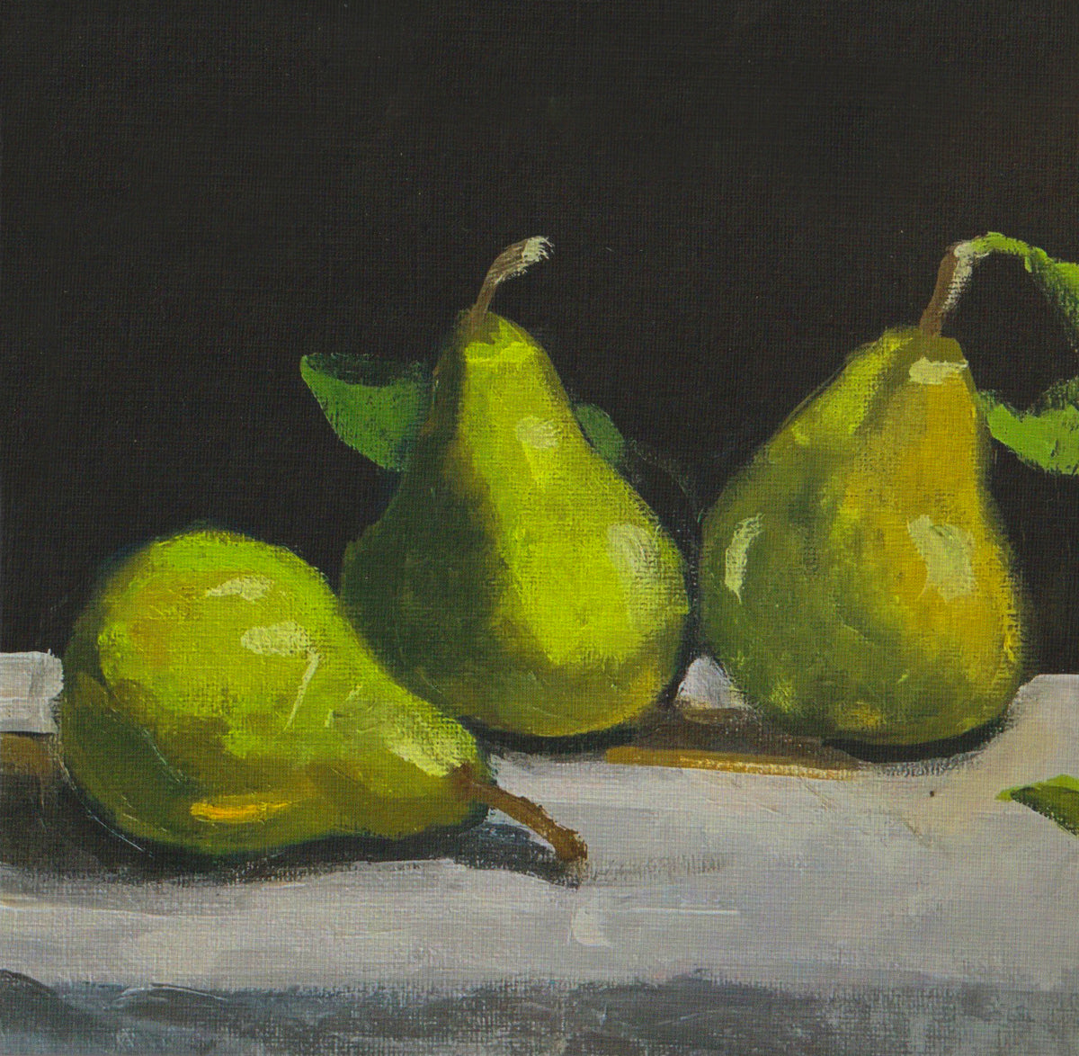Three Pears, Digital Print on Linen Paper, #82 of 100 Paintings in 100 Days, Signed Limited Edition of 50