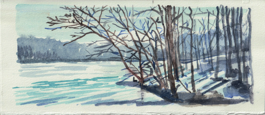 Winter at Pond's Edge, original watercolor on archival paper